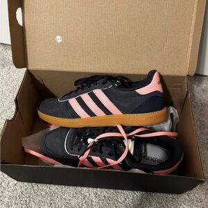 Adidas Black and Pink Court Sneakers